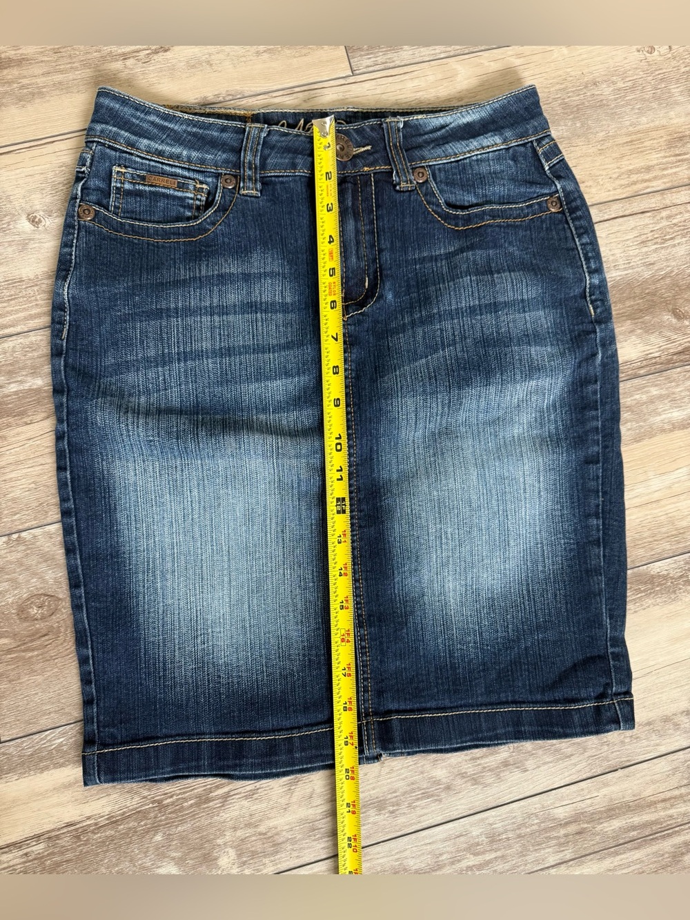 Womens Carreli Classic Dark Blue Denim Pencil Skirt - Picture 5 of 5